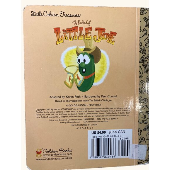 VeggieTales Board Book "The Ballad Of Little Joe" Big Idea Children's Story - Picture 7 of 8